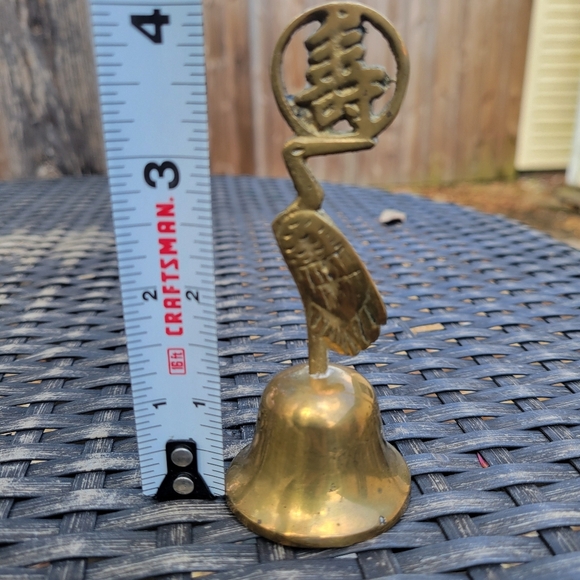 Beautiful Chinese Brass Crane Heron Bird Bell About 4" Tall Collectible - Picture 7 of 9